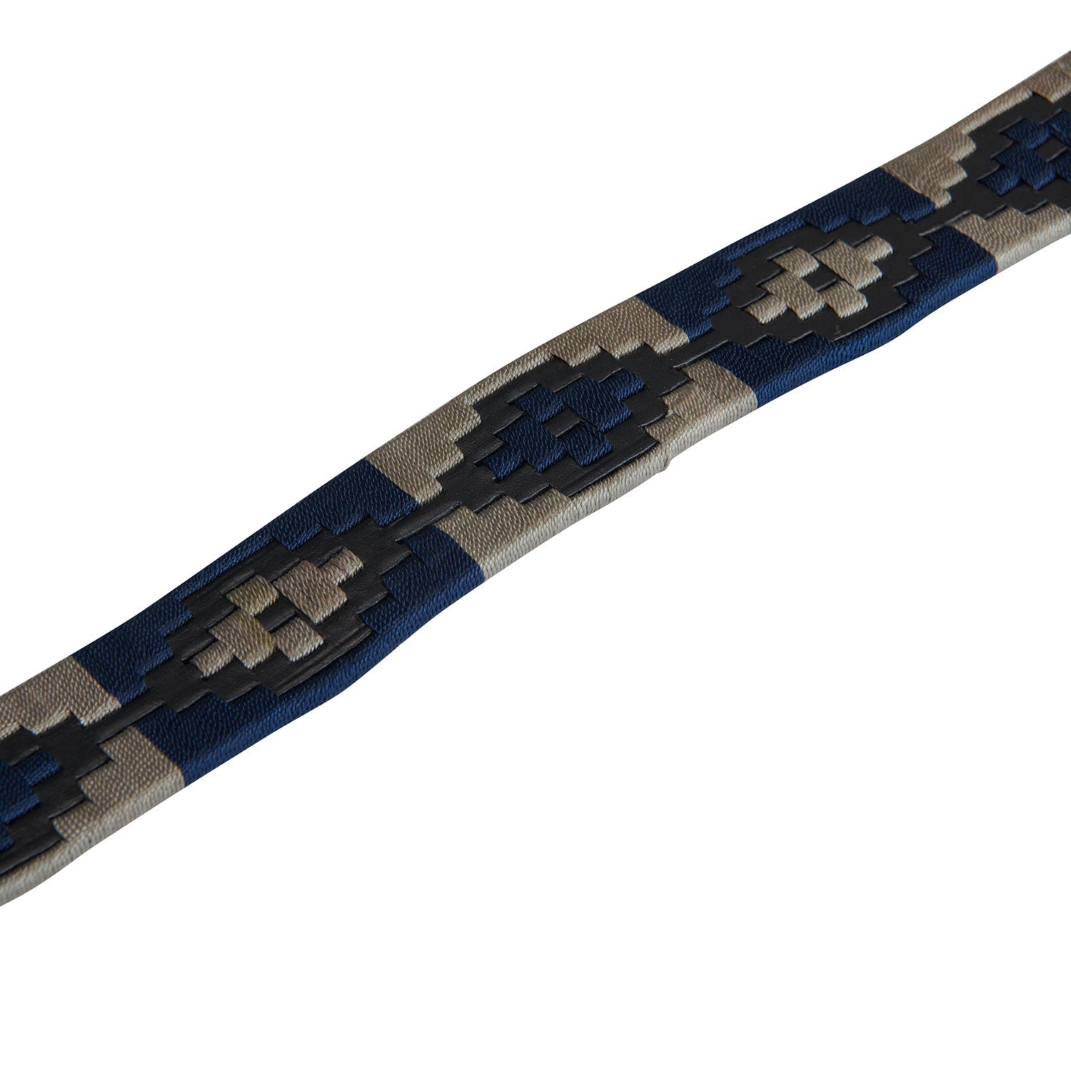 Ledergürtel mit Kontraststickerei, black/navy/grey