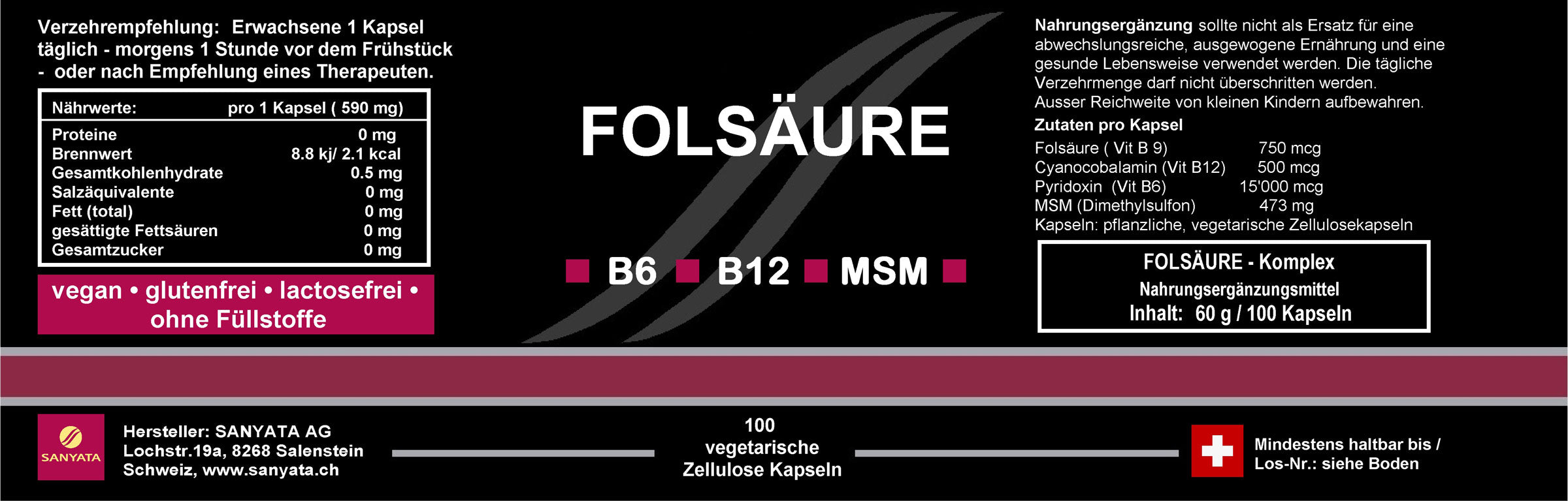 FOLSÄURE PLUS B6-B12-MSM Sanyata