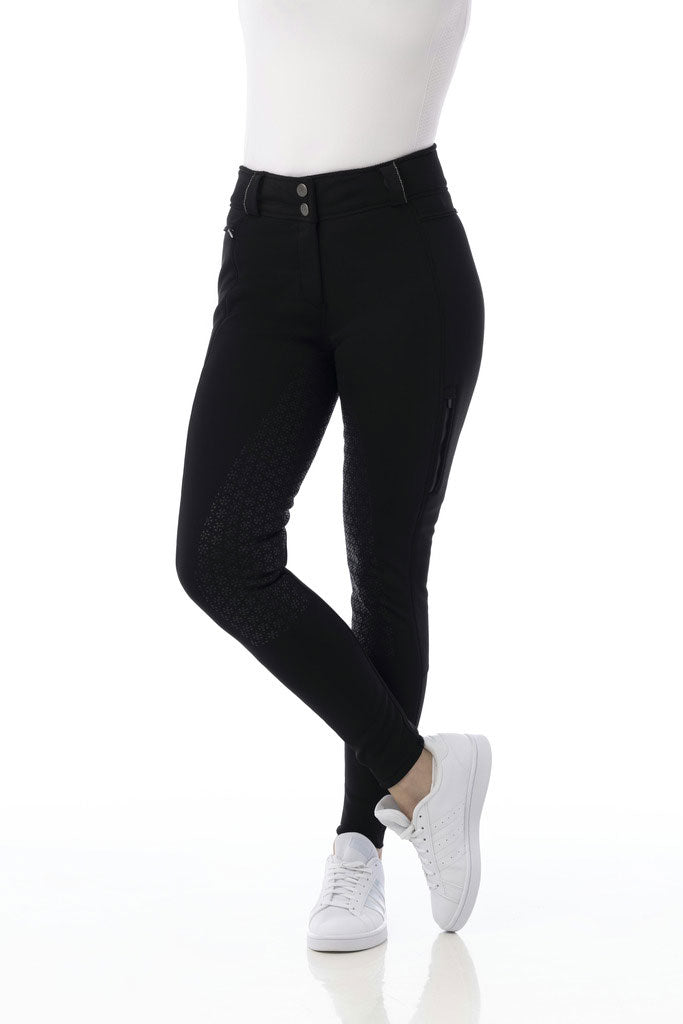 Softshell-Reithose "Kitzbühl" mit Vollgrip, schwarz Equithème