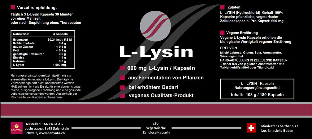 L-Lysin - Kapseln 600mg Sanyata