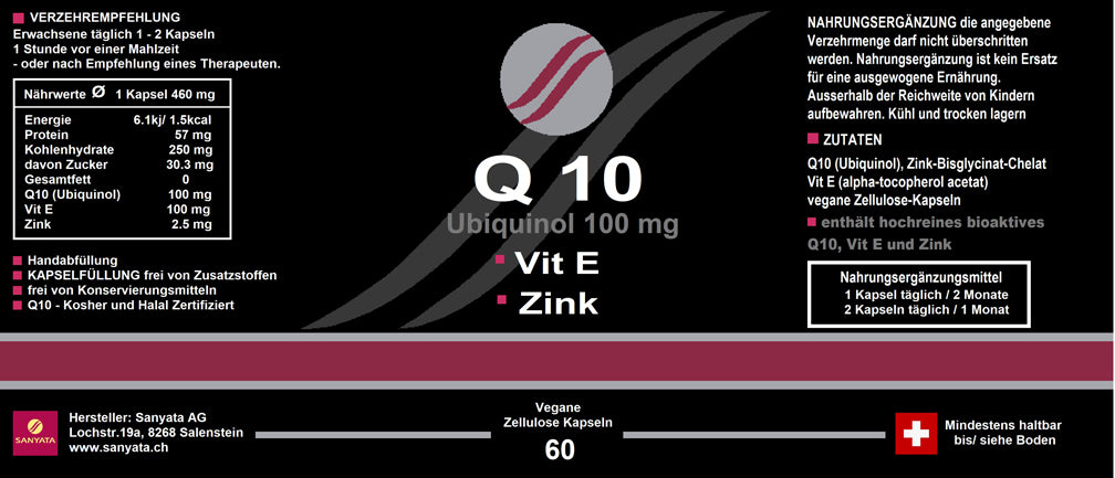 Q10 - UBIQUINON plus Vit E - Zink, 60 Kapseln Sanyata