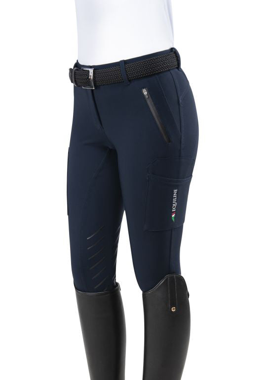 Equiline Damen Reithose Team, Kniegrip, Navy Equiline